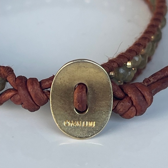 Brown Leather Wrap Bracelet with Beaded Detail - Picture 7 of 10